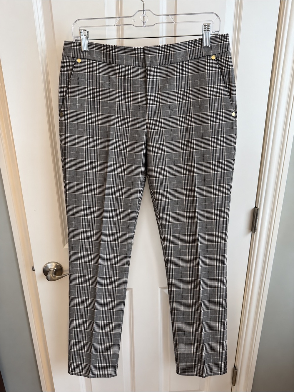 Anne Klein Gray Glen Plaid Cropped Dress Pants